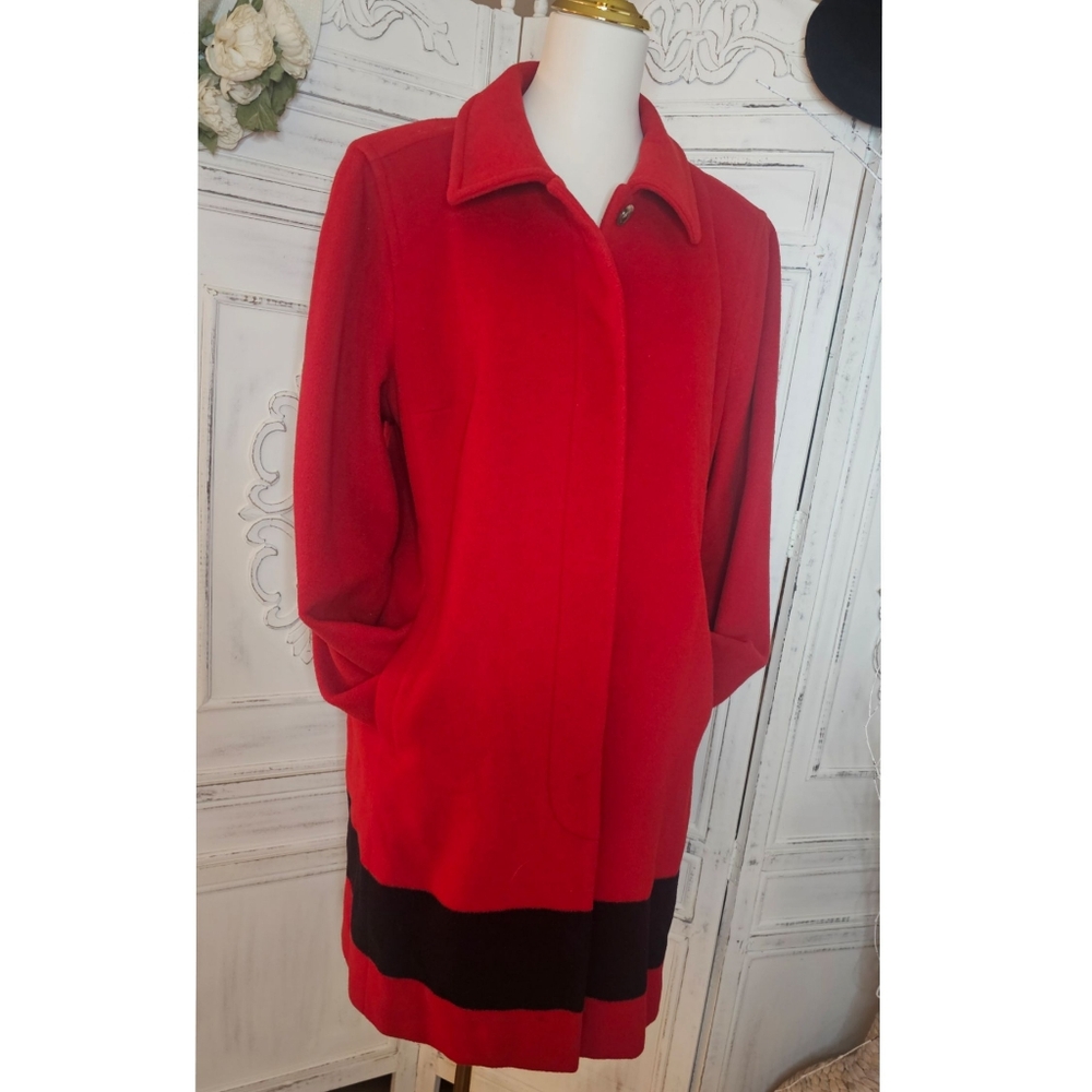 Vintage Y2K Tommy Hilfiger Red Wool Blend Coat